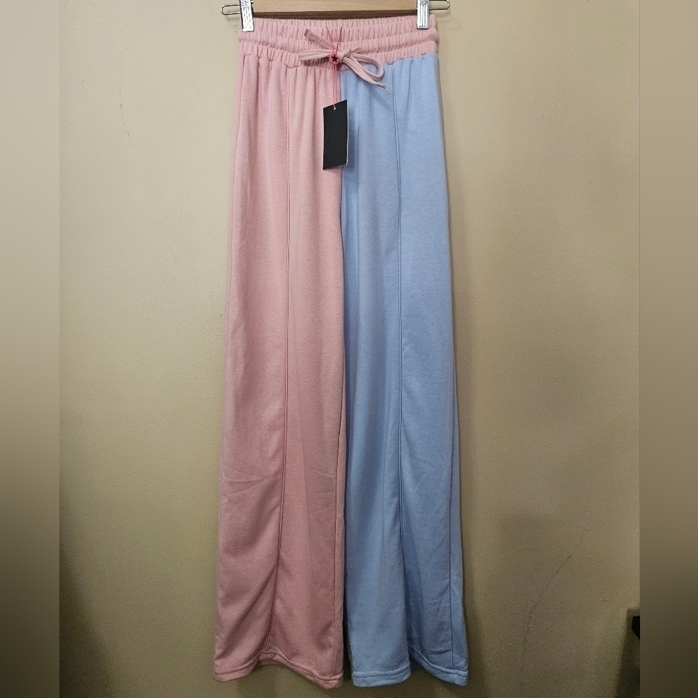 NWT South Beach Active Sweat Pants Women's Size 2 Pink/Blue Cotton Blend